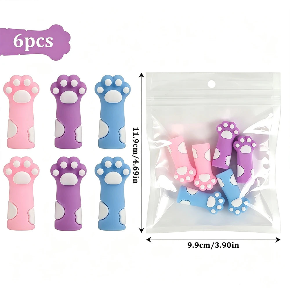 Capuchones de punto para agujas de tejer con forma de pata de gato de silicona
