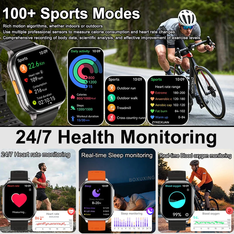 2026 Νew Smart Watch With Camera Men Women Photos Record Video Health Sports Fitness IP68 Waterproof Call Recording Smartwatches