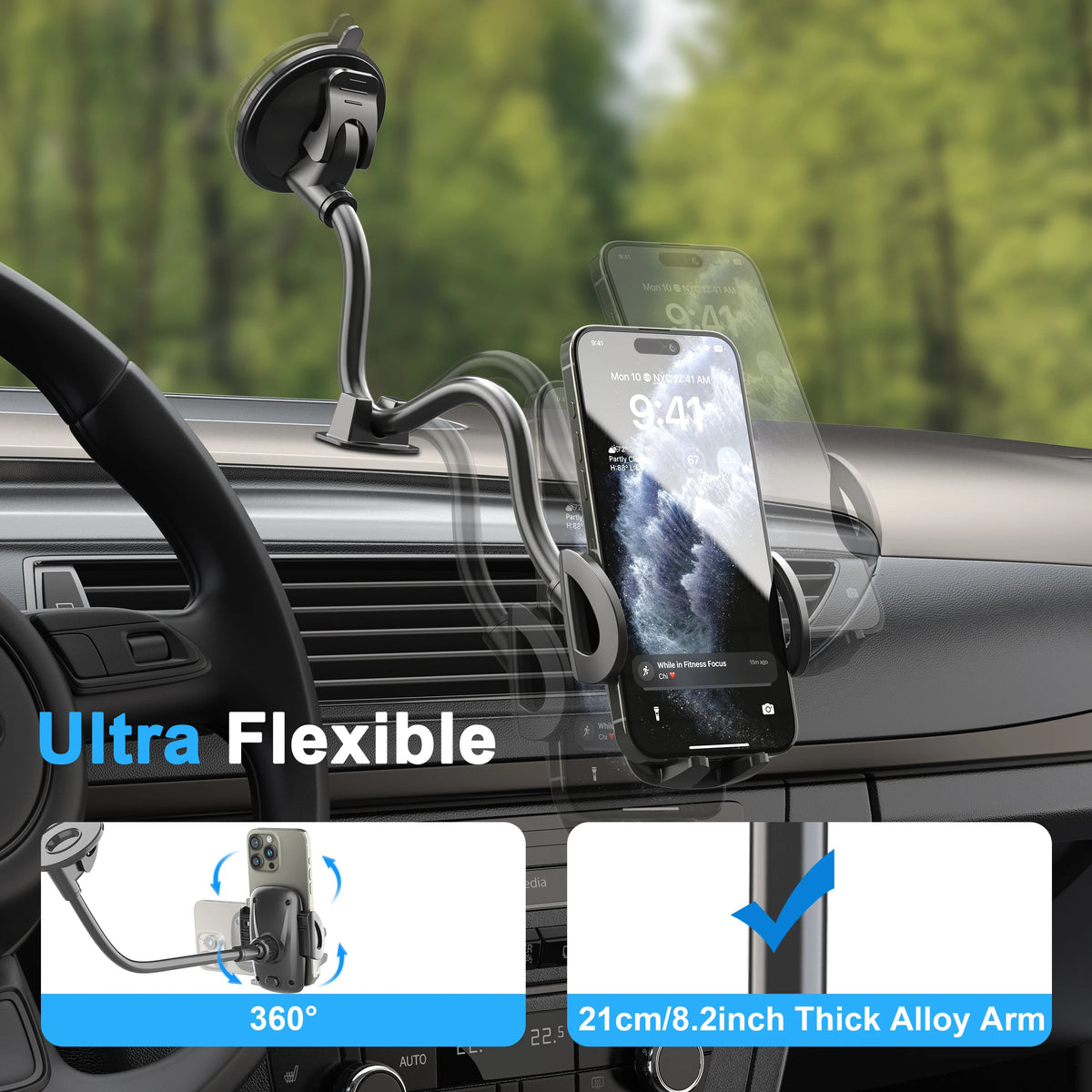 Long-Arm Windshield Phone Holder for Cars and Trucks