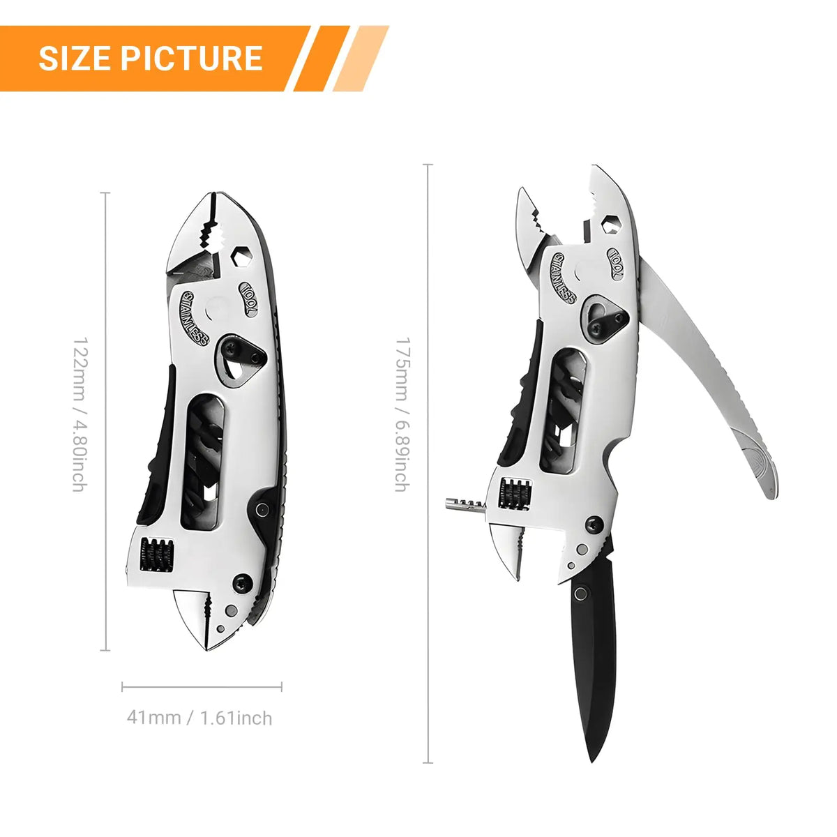 Folding Multi-Tool Pliers, Pictured Combination