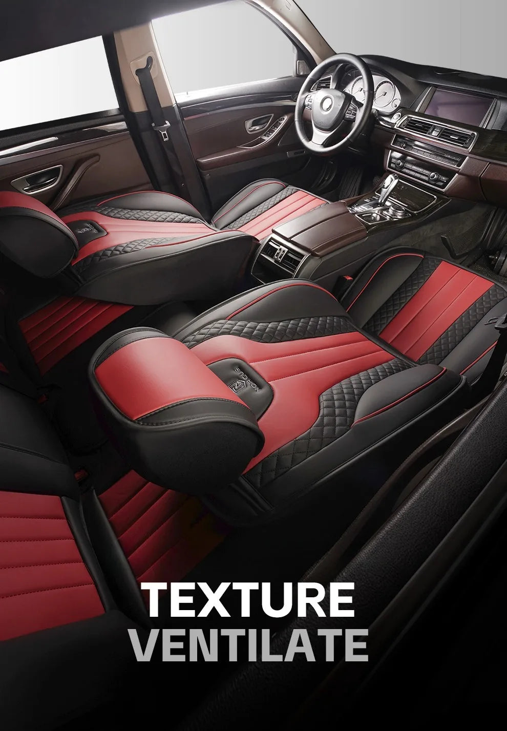 Спортивні чохли на автомобільні сидіння з 5 місцями з ПУ шкіри з 3D вишивкою