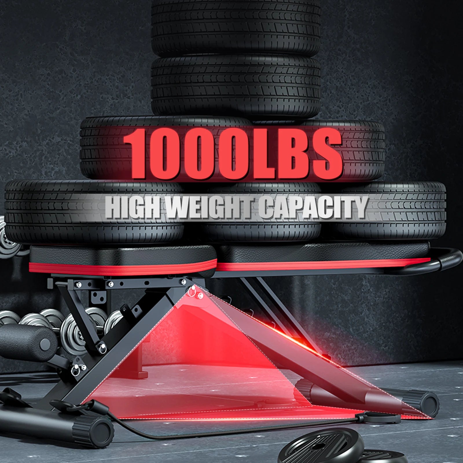 Foldable Adjustable Weight Bench with 1000 lb Capacity, 6 Inclines