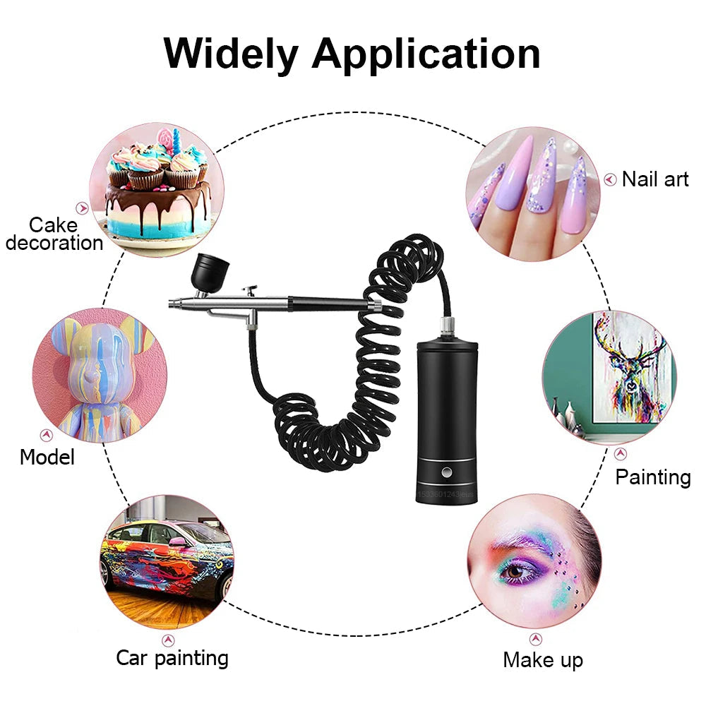 Airbrush Nails Art Painting Compressor Portable Air Brush Cake Paint Spray Gun Cordless Mini Airbrush For Nail Decoration Makeup