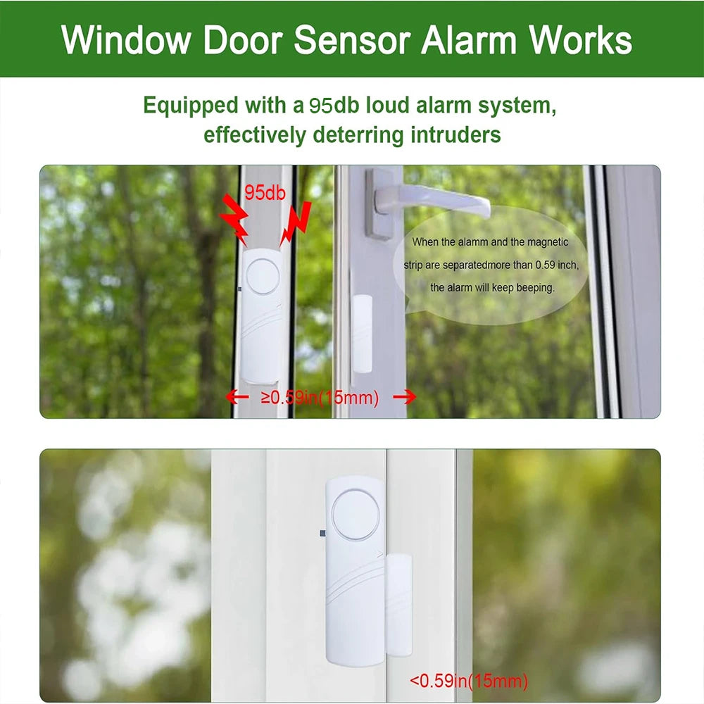 Wireless Door Window Sensor Alarm 95dB Anti-Theft Contact