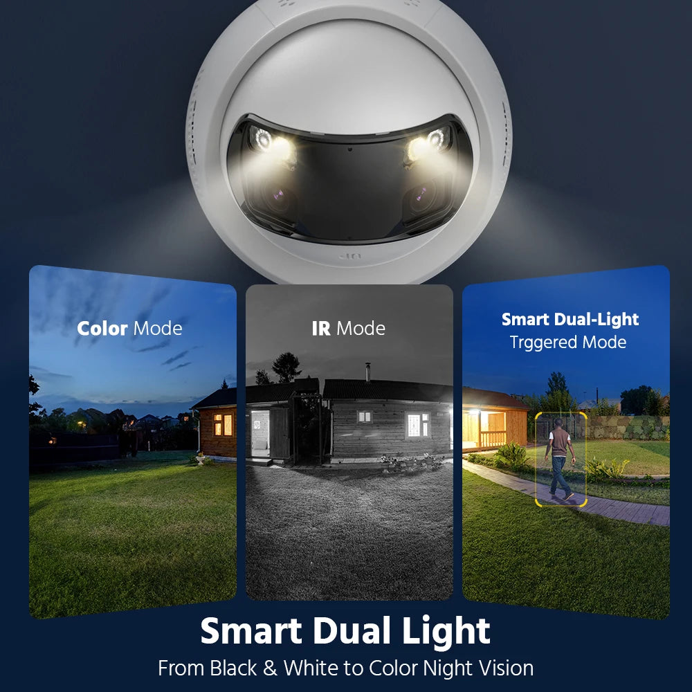 8MP Dual Lens PoE IP Security Camera with Human Detection, Two-Way Audio, 180° View