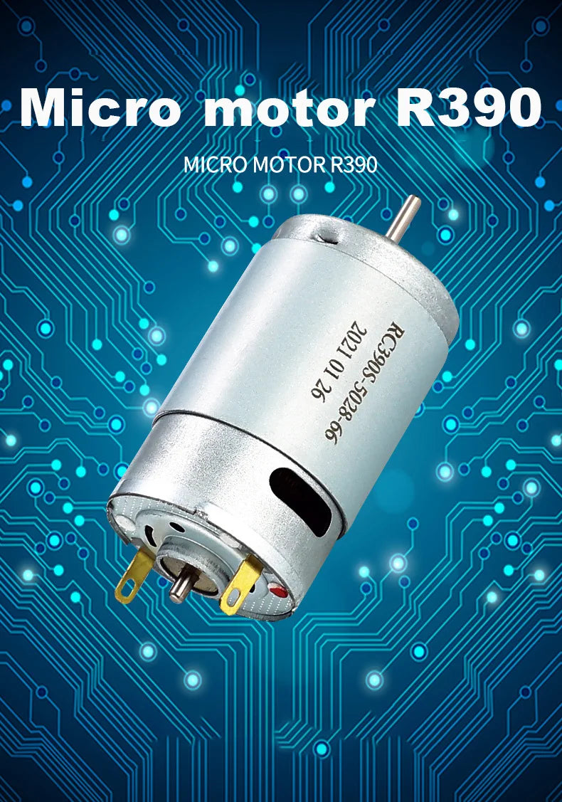 Micromotor de CC con escobillas R390, 6–12V