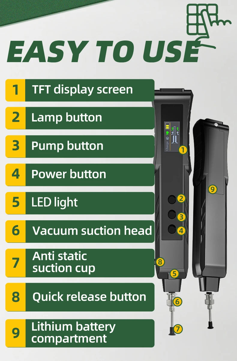 Oplaadbare vacuüm SMD-componentoppikker pen