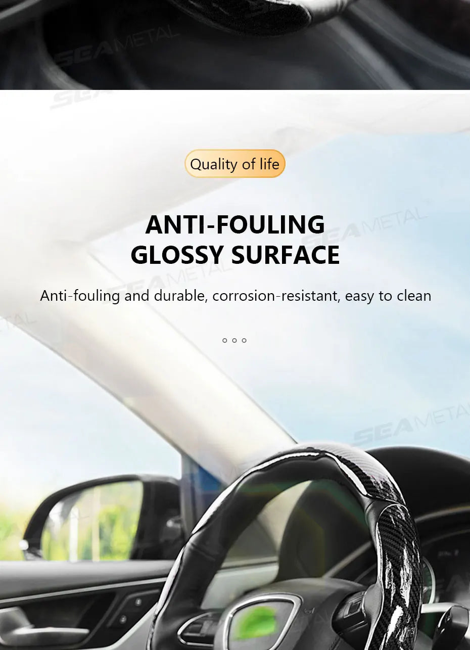 SEAMETAL Car Steering Wheel Cover Self-Adhesive Steer Wheel Hard Shell Protection Cover Anti-Scratch 37-39cm Steering Protector