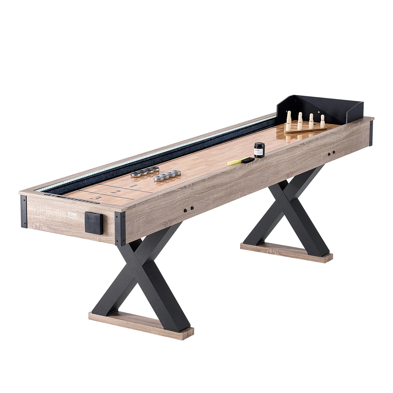 Tavolo Shuffleboard LED da 9 piedi con gioco di bowling set 2 in 1