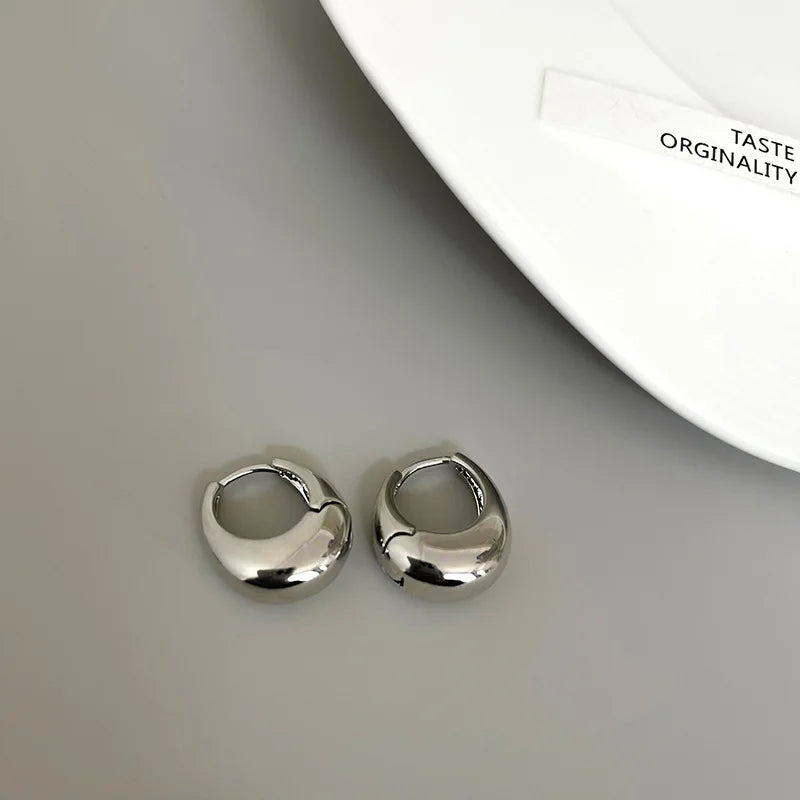 Punk Oval Hoop Earrings in Minimalist Metallic Style
