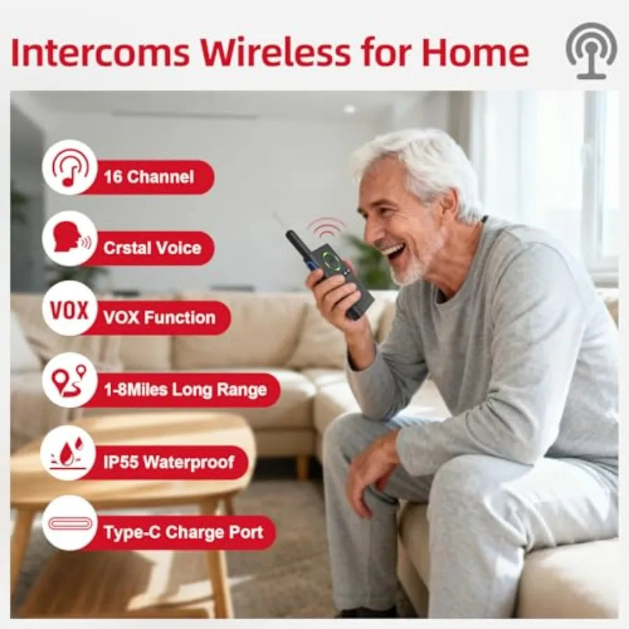 Wireless Caregiver Pager System with 1000ft Range and Loud Alert