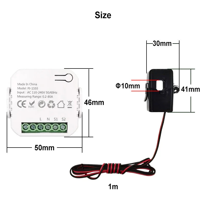 80 A Wi-Fi Energy Meter with CT Clamp