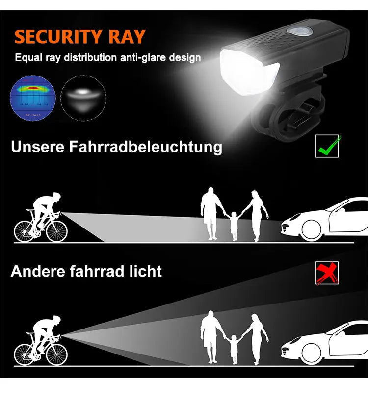 USB Rechargeable Bike Light Front Light Red Taillight Easy to Install 3 Modes Bicycle Accessories for the Bicycle