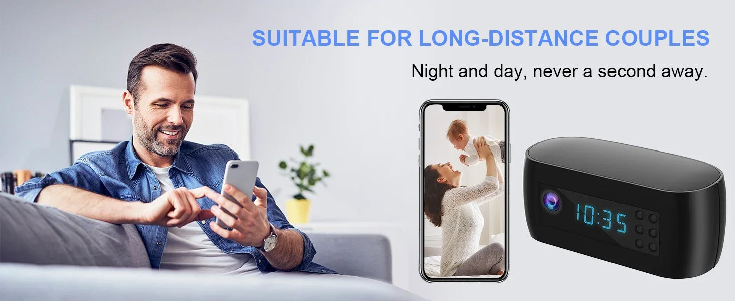 Full HD 1080P Mini Wifi Camera Clock Night Vision Wireless Control IR View Camcorder Home Surveillance Monitor Video Monitor Cam