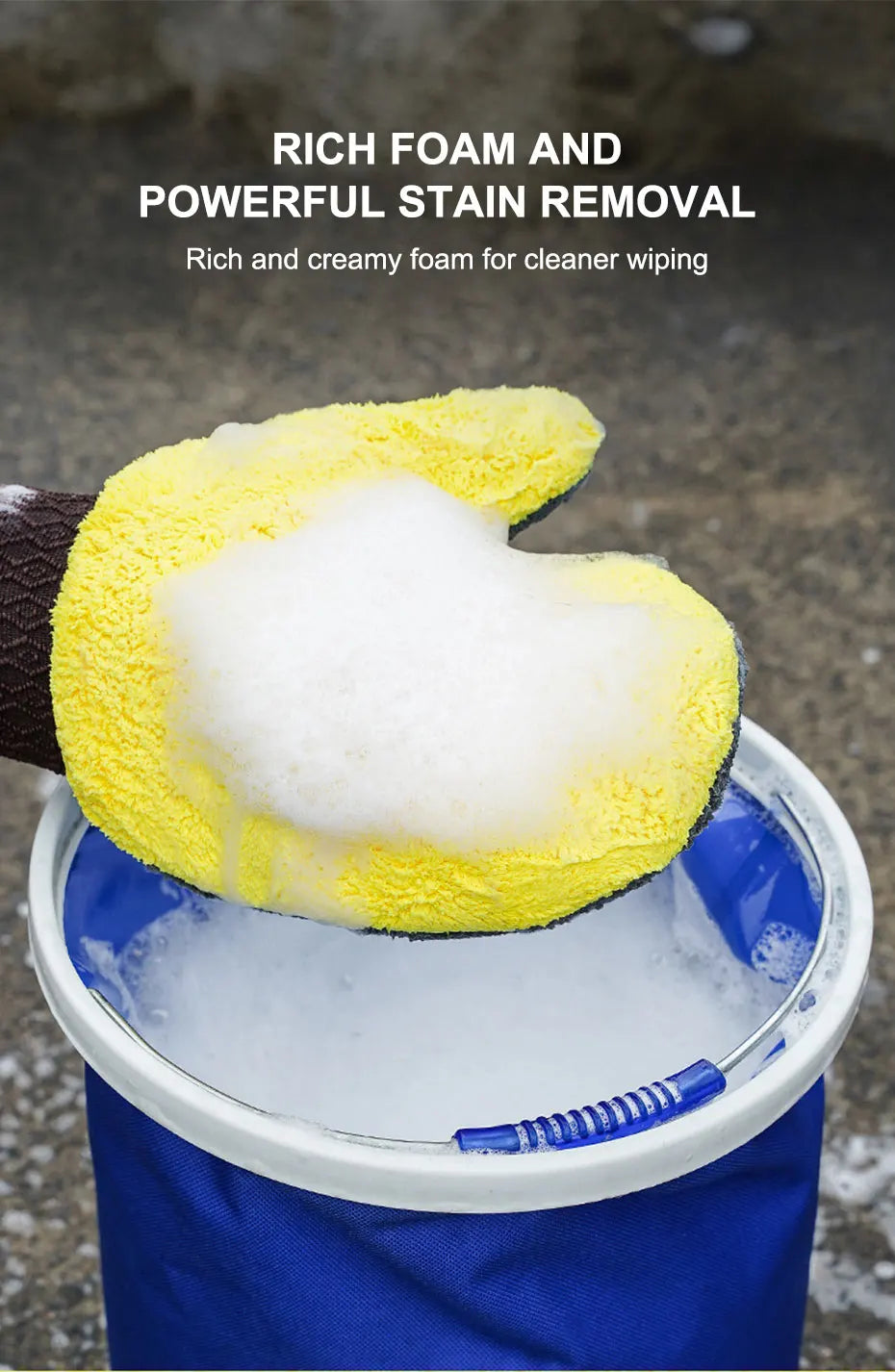 SEAMETAL Microfiber Car Washing Glove Double-Faced Thickened Coral Fleece Cleaning Brush Gloves Car Detailing Cleaner Care Tool