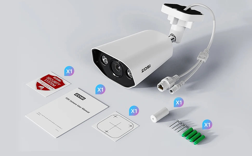 ZOSI 8MP PoE Outdoor Security Camera with Two-Way Audio