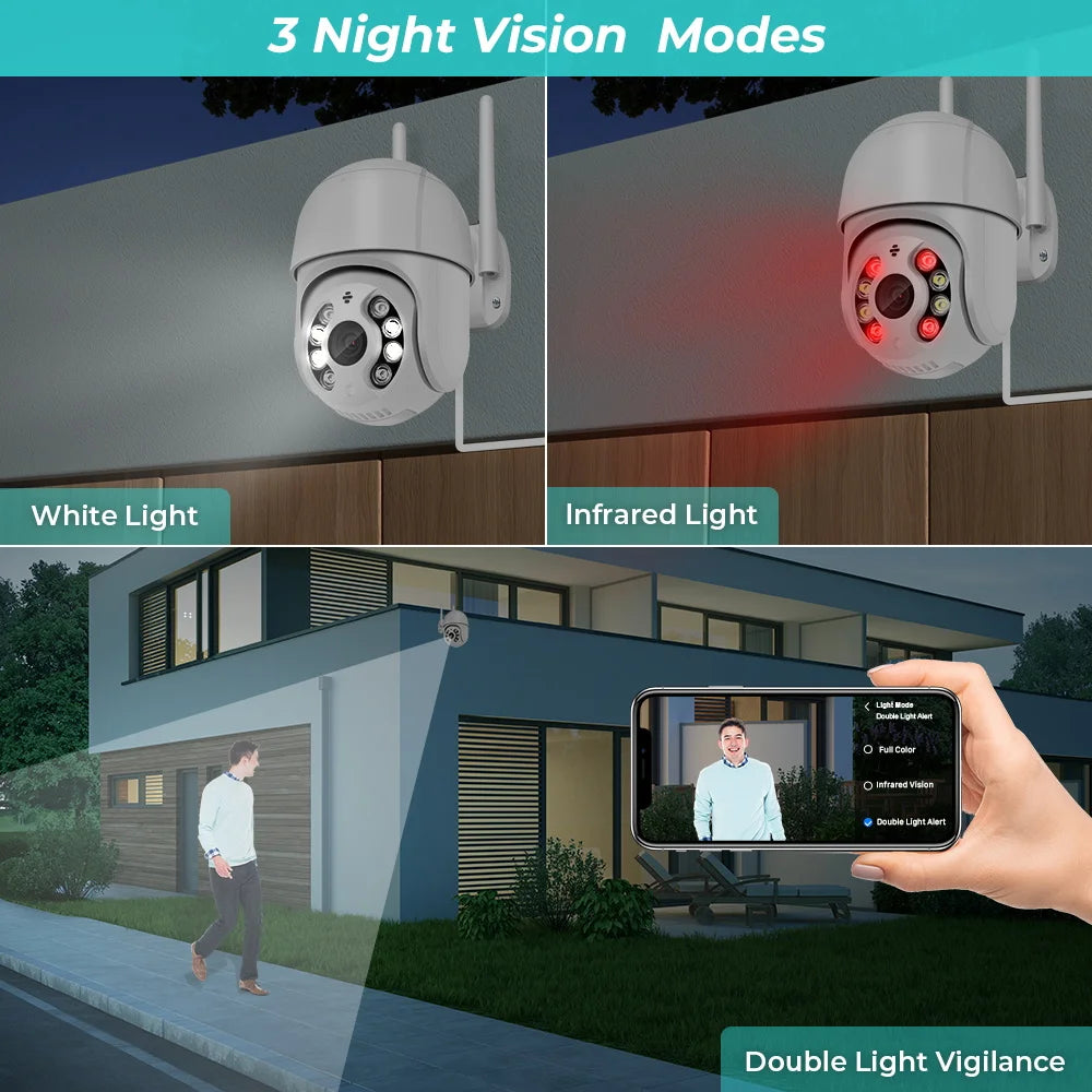 8MP 4K WiFi PTZ IP Camera with Auto Tracking and Two-Way Audio
