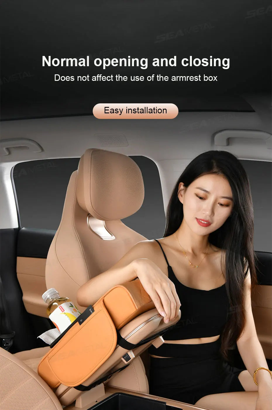 Car Armrest Cushion with Storage Organizer