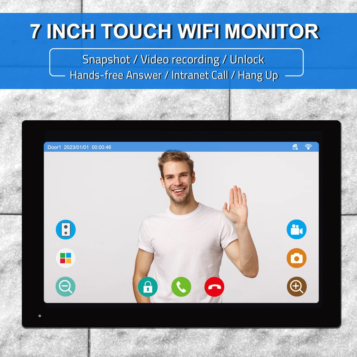 7-palcový Tuya video zvonkový interkom set s kartou 32 GB