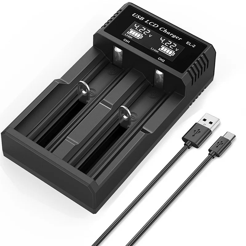 LCD USB Battery Charger - One to Four Slots