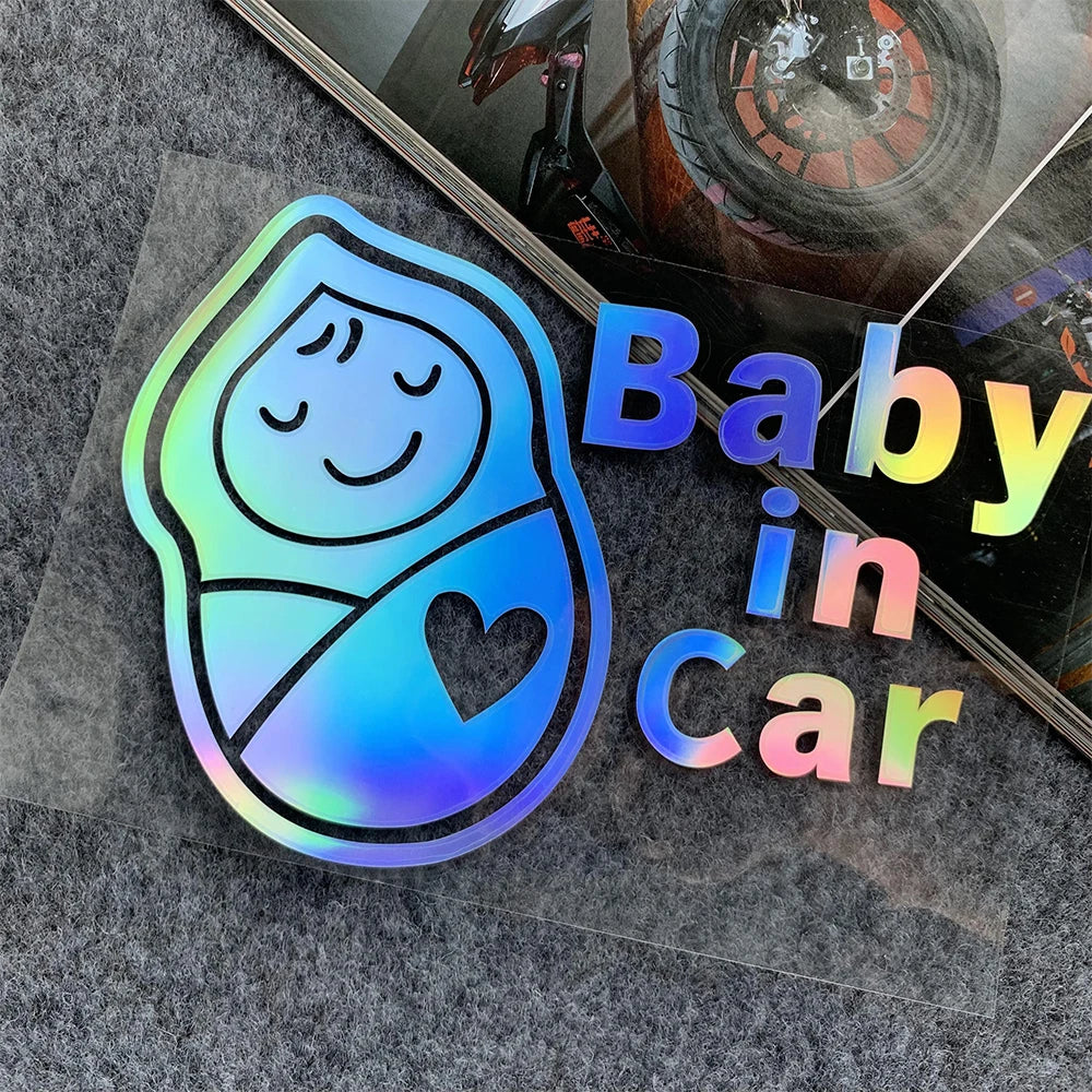 Αυτοκόλλητο Baby in Car με αντανακλαστικό ή ουράνιο τόξο – Σχέδια επιλογών