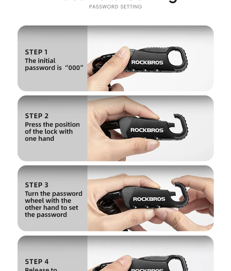 3-Digit Bicycle Cable Lock, 120cm Anti-Theft Lock