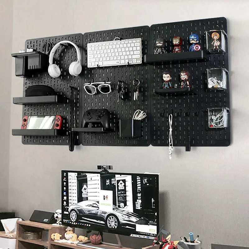 Wall Pegboard Storage Panel, Black or White