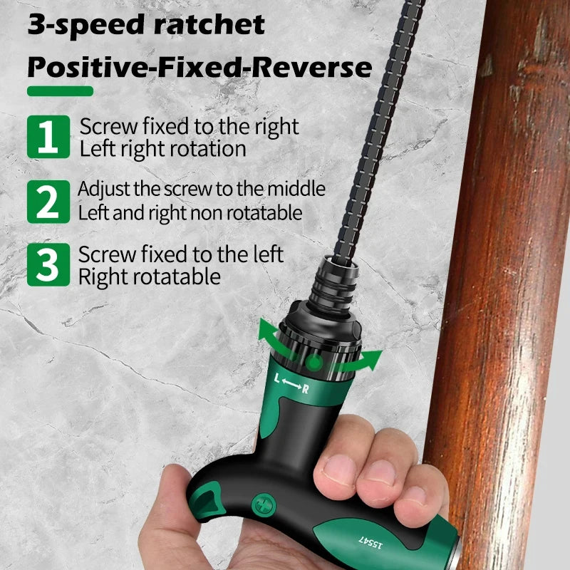 Telescopic T-Handle Ratchet Screwdriver Set