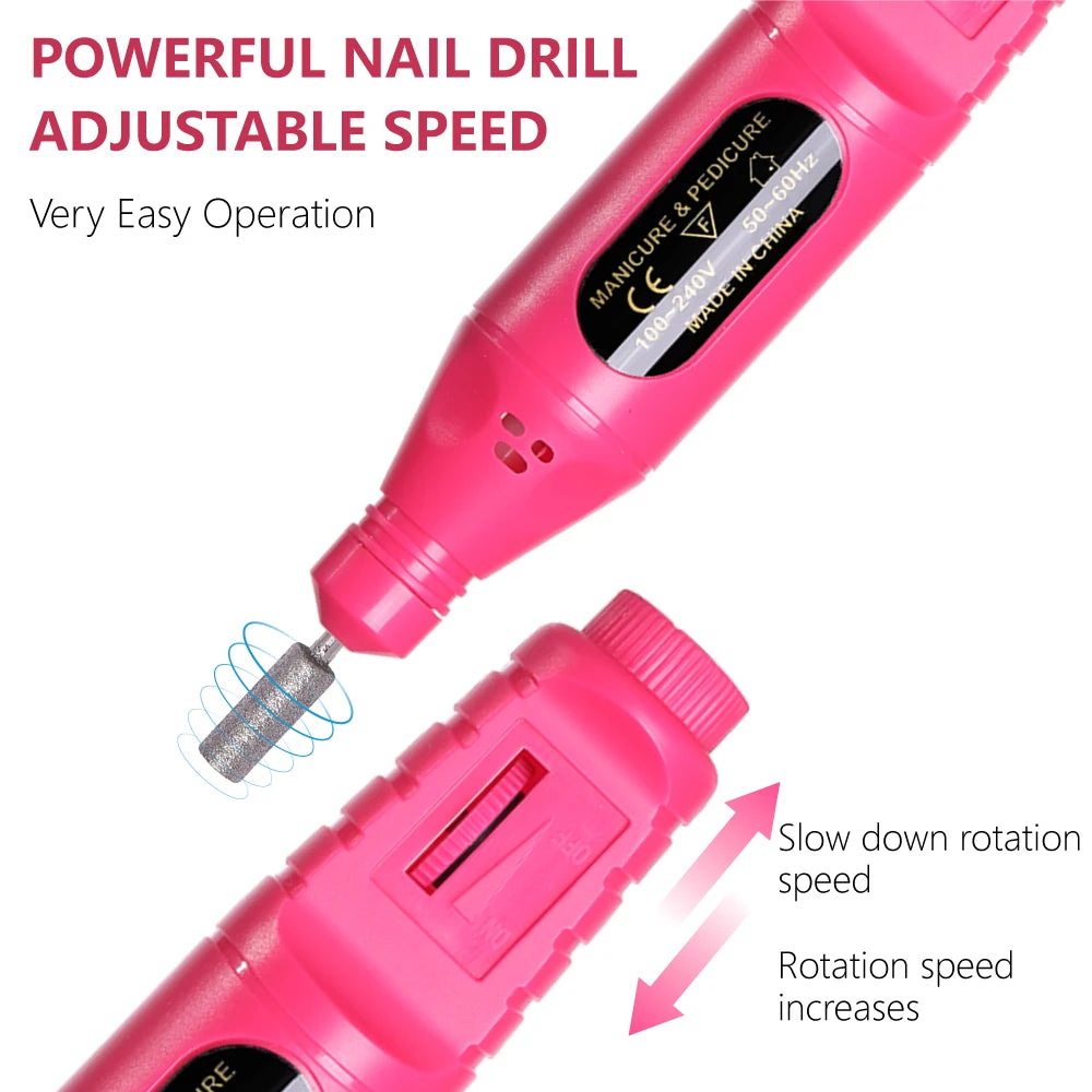 YIKOOLIN 6 In 1 Electric Nail Drills Kit Remove Polisher Manicure Portable Nail File Nail Drill Equipment Pen Tools Machine