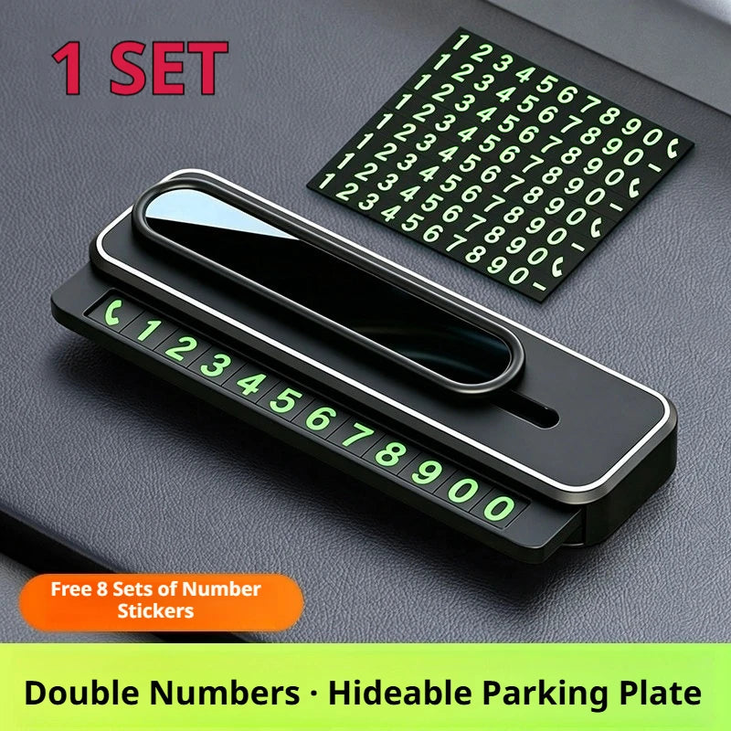 SEAMETAL Mini Portable Phone Number Plate Dual Number Luminous Fluorescent Large Digits Heat Resistant Temporary Parking Card