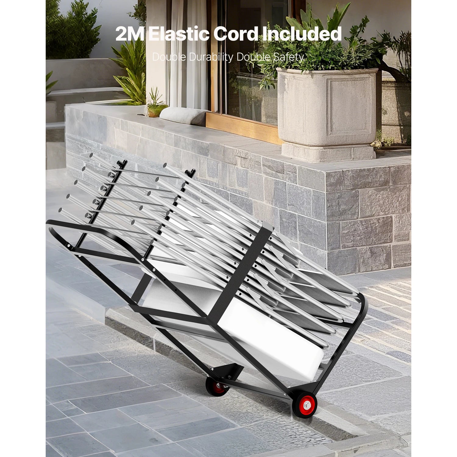 SucceBuy 100LBS Folding Chair Rack Cart Multi-Function Metal Chair Storage Dolly with Wheels Chair Holder for Hanging 10 Chairs