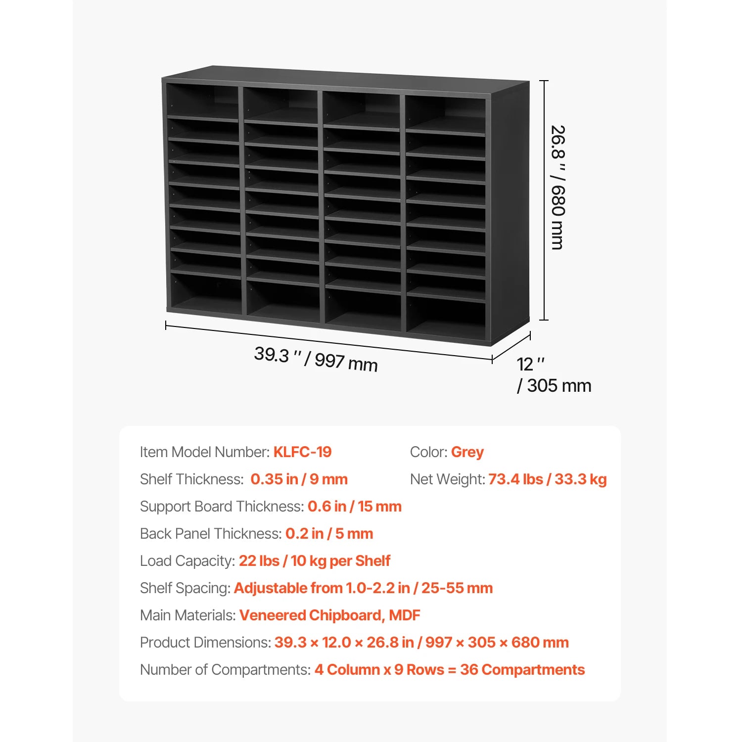 Wood Literature Organizer Mail Sorter for Office, Home, Classroom