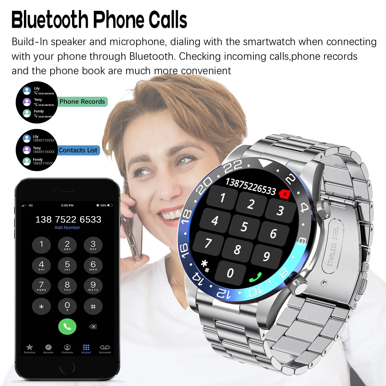 Men’s Smartwatch with AMOLED Display, Bluetooth Call & Fitness Tracking