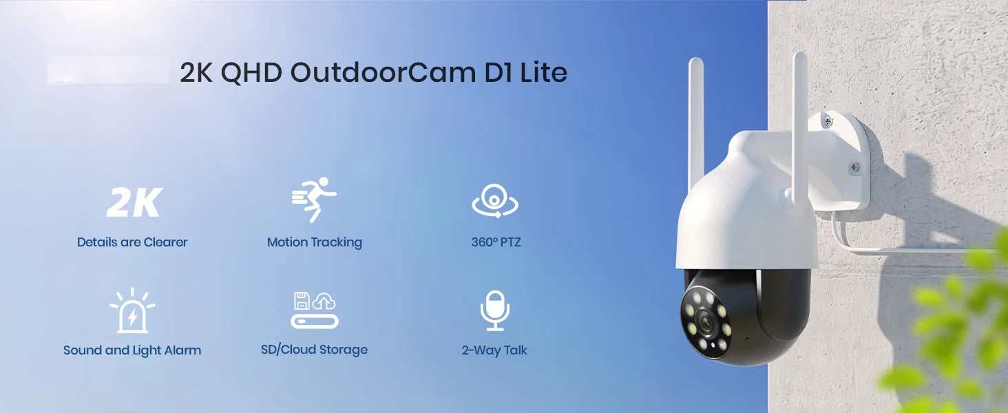 DEKCO 3MP PTZ WiFi Camera Outdoor Wireless Security Dome Camera Motion Detection 2-Way Audio Full Color Night Vision CCTV Camera