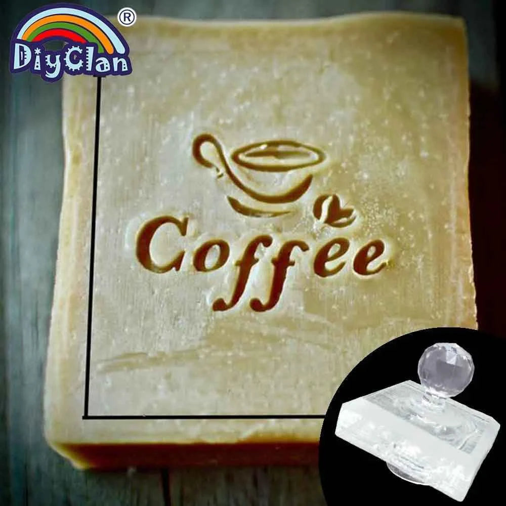 Acrylic Coffee Pattern Soap Stamp — 4 × 4 cm