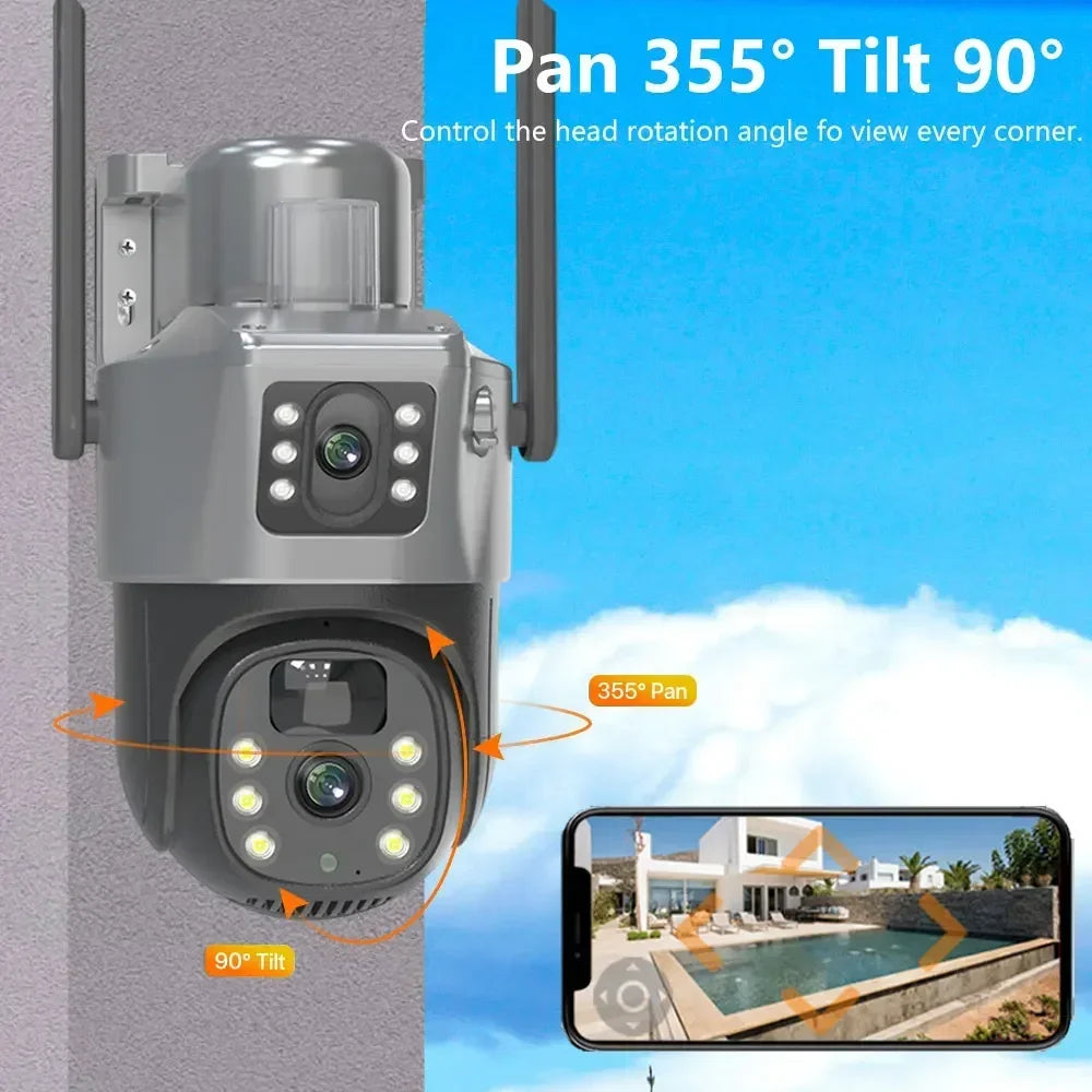 4G Solar Dual Lens Outdoor Security Camera 8MP 4K PIR Human Detection