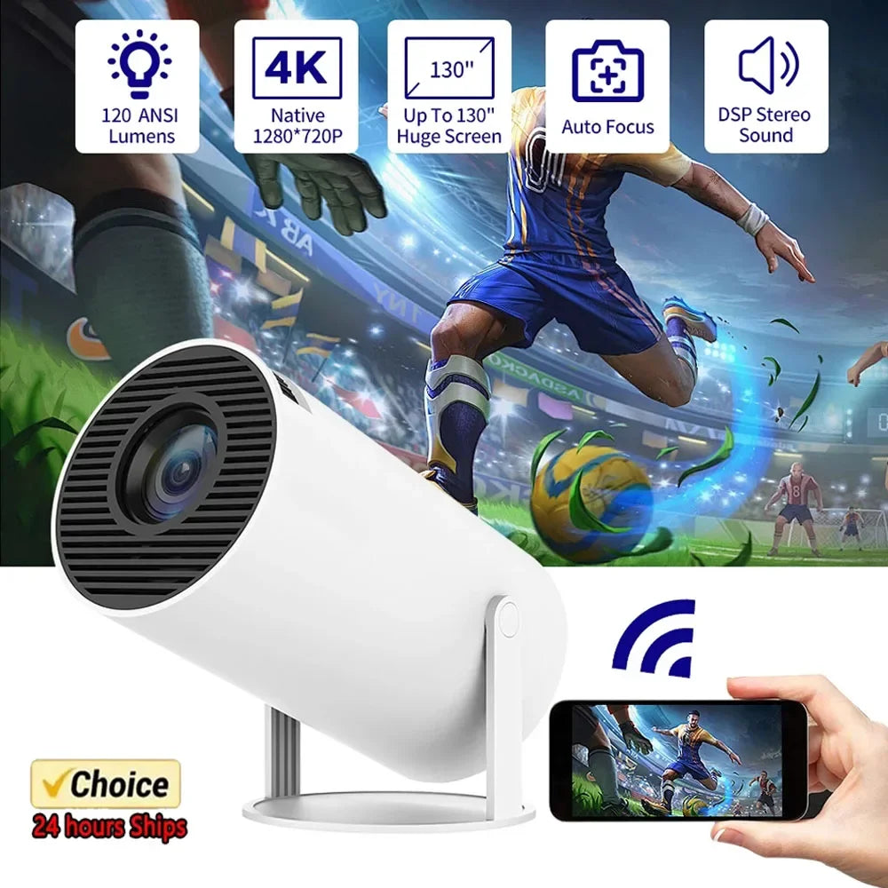 Ny SmartProjector Mini HY300 8K Android 11 Dubbel Wifi6 290ANSI Allwinner H726 BT5.4 1080P 1280*720P Hemmabiougn Outdoor Projektor
