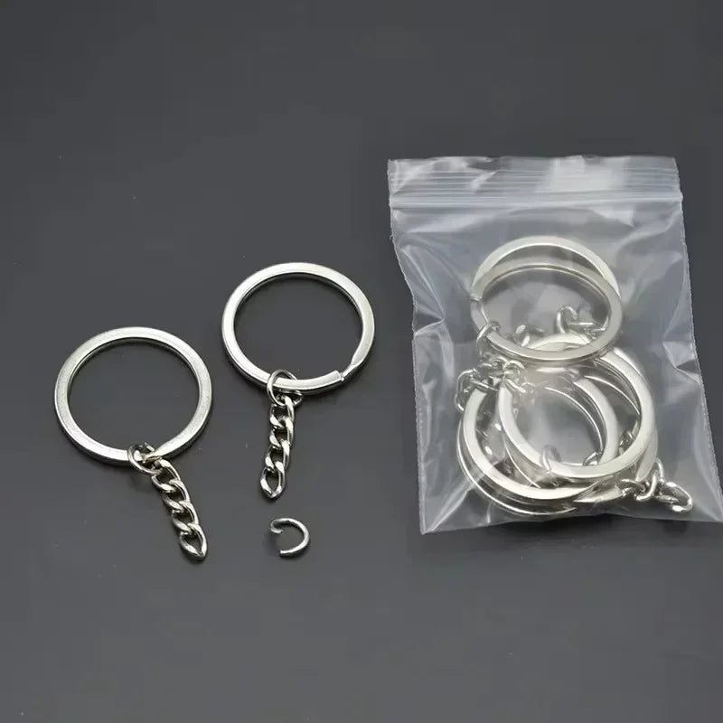 50/200Pcs Stainless Steel Metal Blank Keyring DIY Jewelry Accessories Metal Keychain Ring Hang Chain Car Doll Pendant Hang Chains