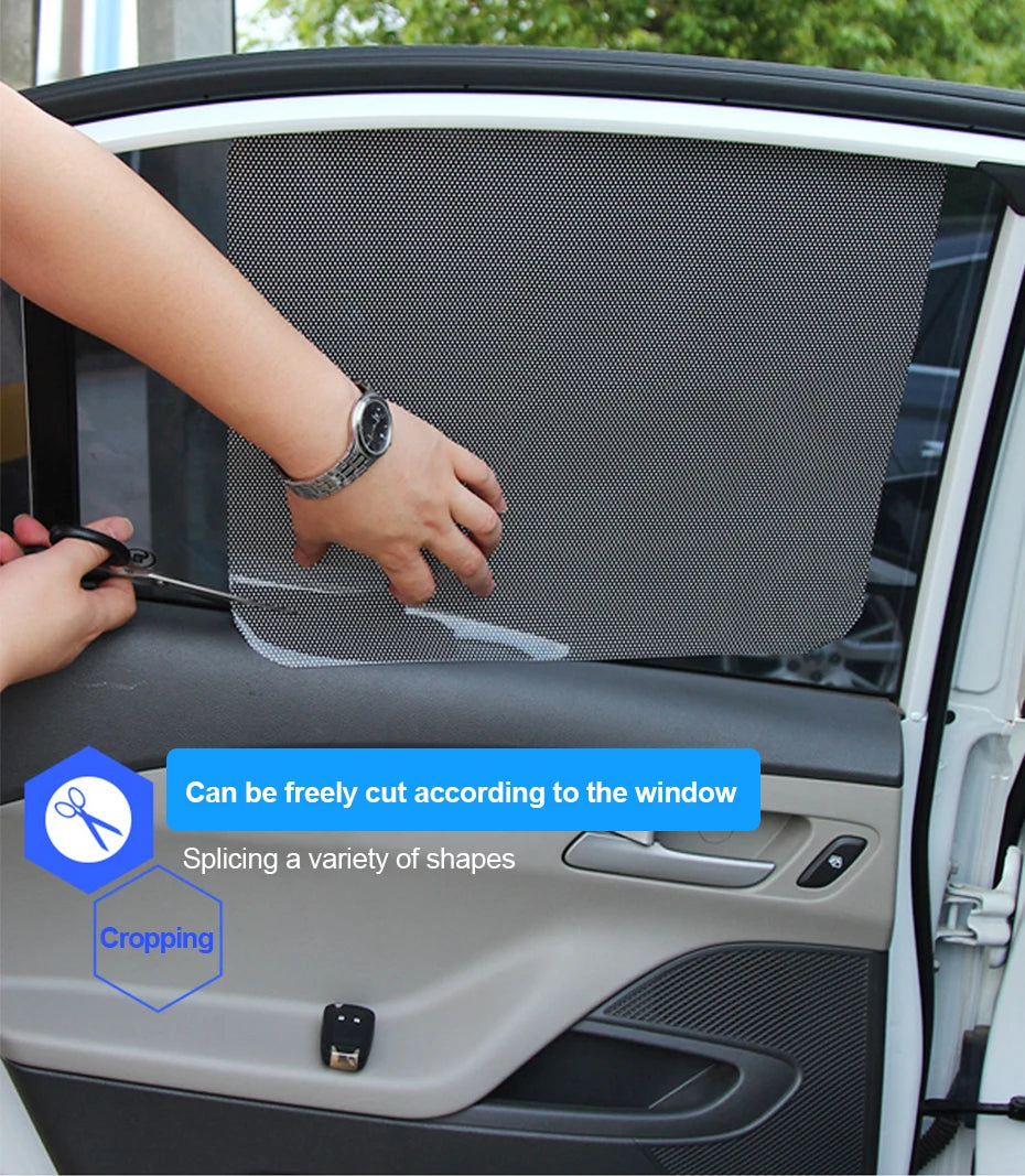 SEAMETAL 2Pcs Car Side Window Sun Shade Film Electrostatic Sunshade Sticker Summer Sun Protection Anti Glare UV Blocking Film
