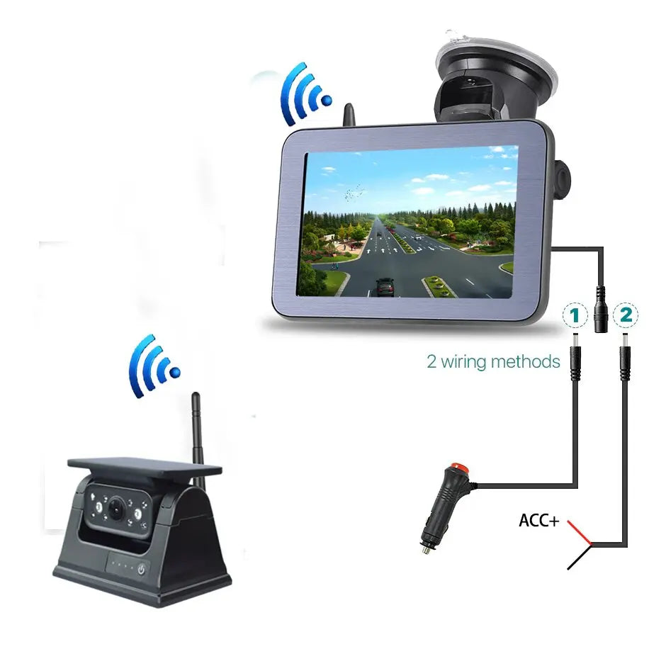 Wireless Solar Backup Camera with 5-Inch Rear View Monitor