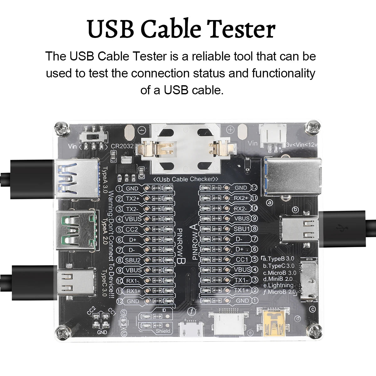 Cablu USB, linie de date, placă de test, tester de cablu USB, contact scurt, comutare on-off pentru tip-C, placă de test