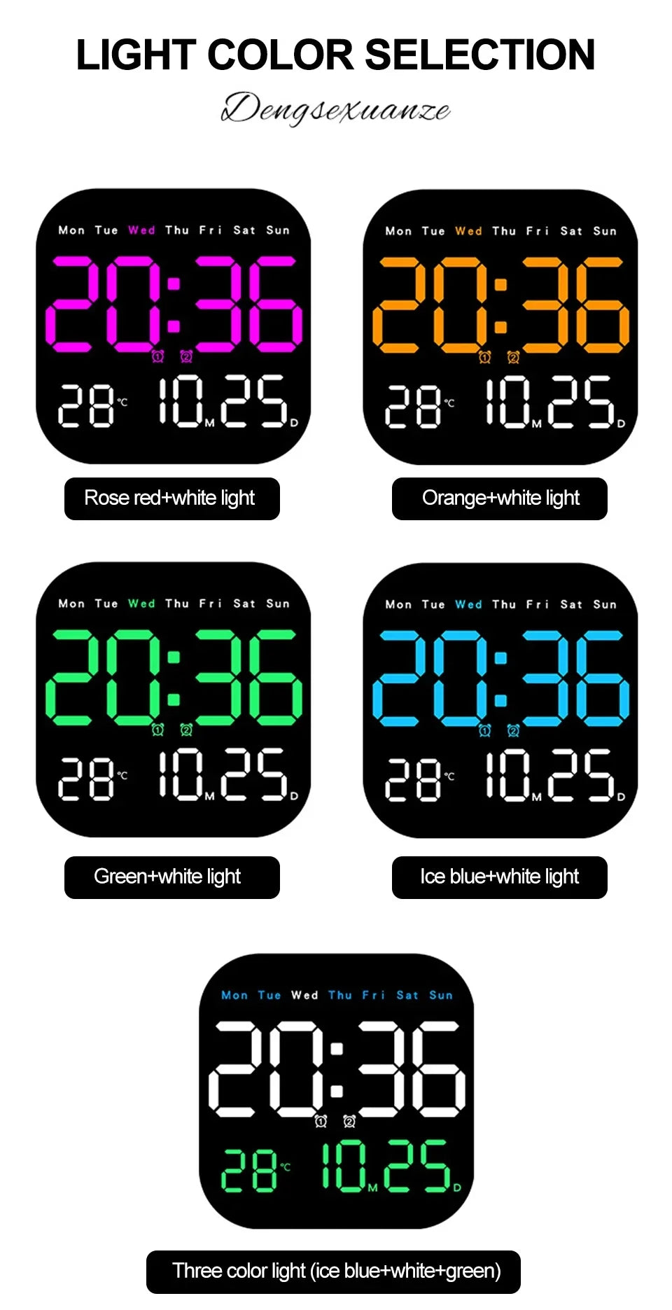 Digital Wall Clock LED Alarm Clock Large Display With Timing Function Remote Control Clock for Living Room Office Bedroom Decor