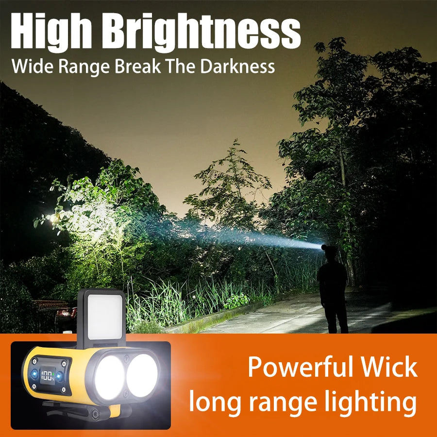 LED Headlamp Smart Sensor Cap Clip Light TPYE-C Rechargeable Flashlight With Power Display Riding Fishing Camping Outdoor Torch