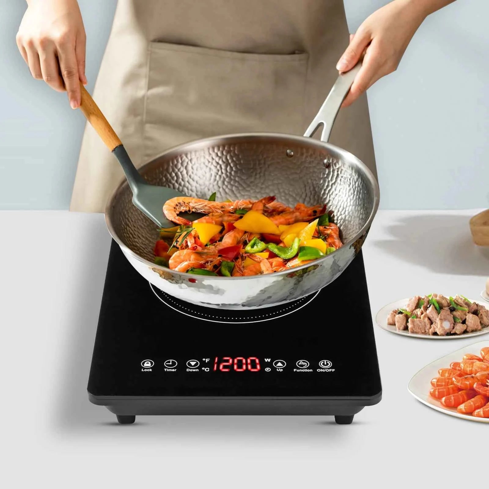 1800W Induction Cooktop Hot Plate Portable Induction Cooktop w/Ultra Low Noise for Kitchen Countertop Use