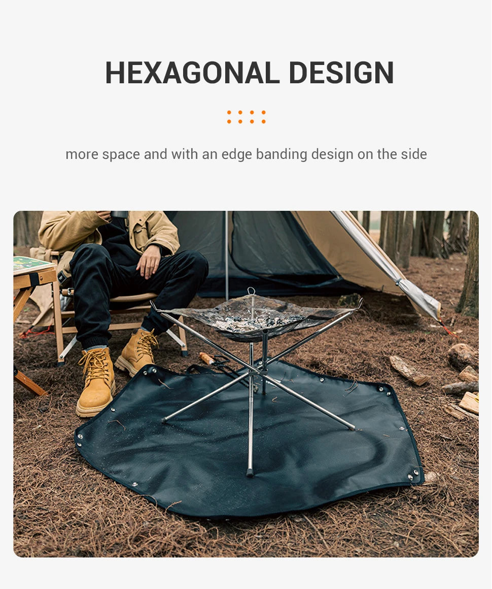 Hexagonal Fire Pit Mat for BBQ and Picnic Heat Protection