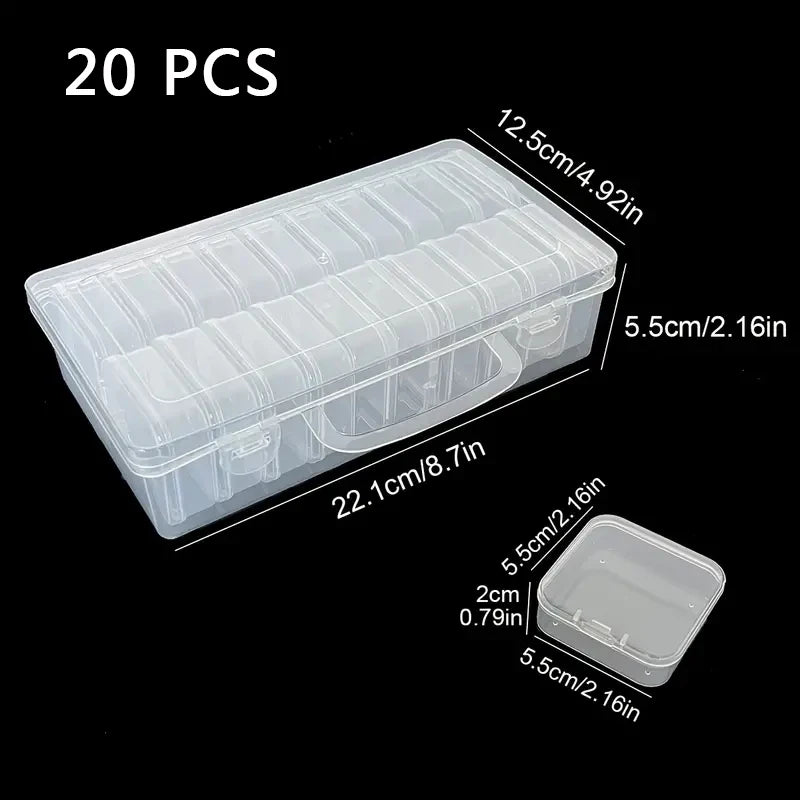 Clear Mini Storage Boxes, 14 to 42 Piece Sets