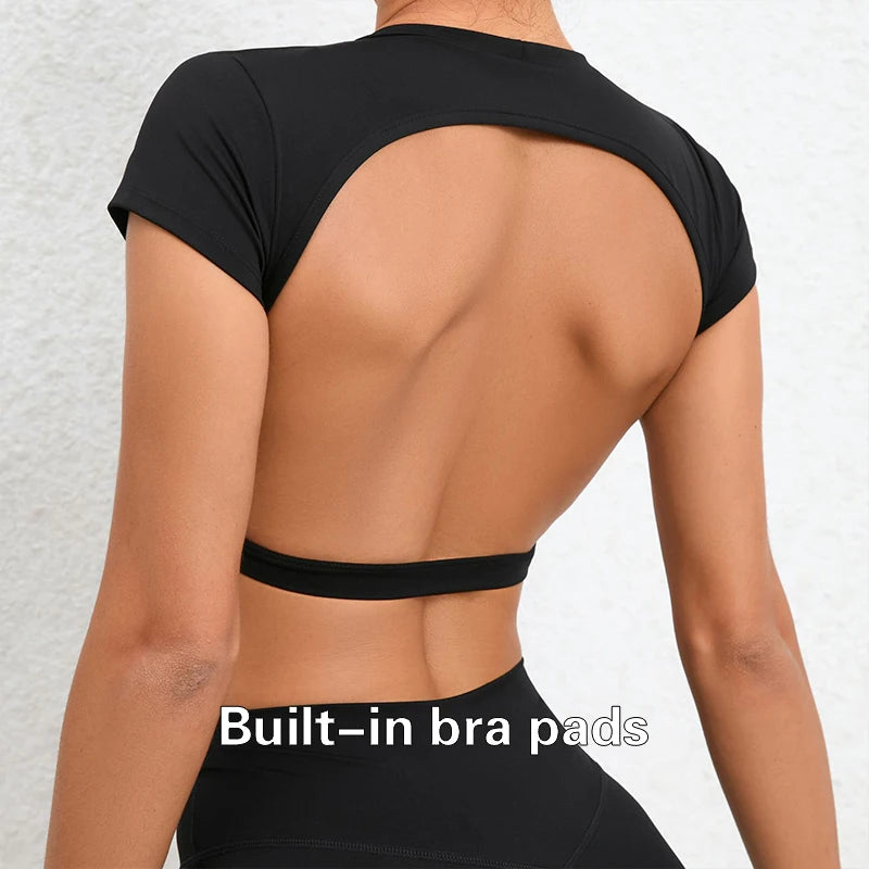 Top crop fără spate, elastic, pentru antrenament