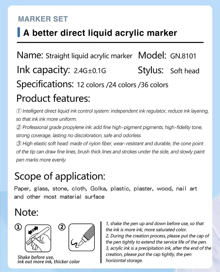 36-väriset akryylimarkkerit