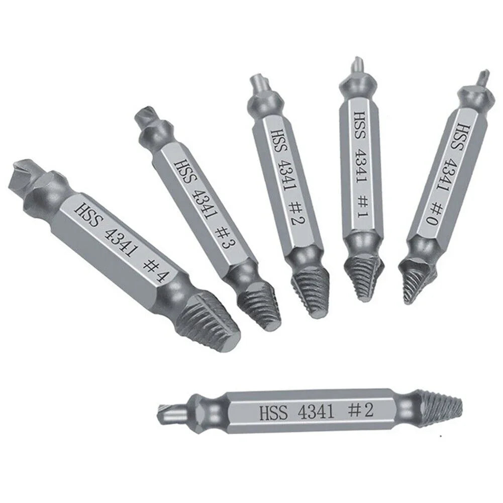 6-Piece Damaged Screw Extractor Set for Broken Bolts and Screws