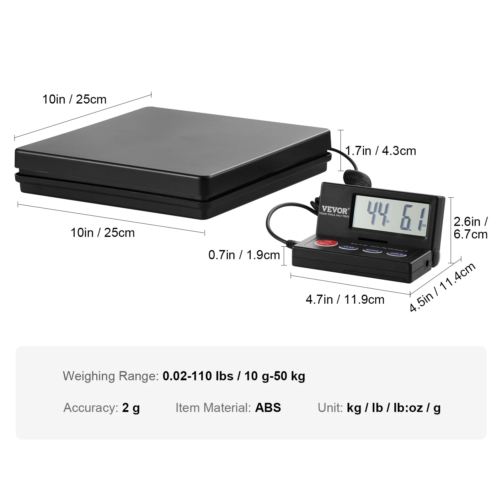 110 lb Digital Postal Shipping Scale with Foldable LCD Screen